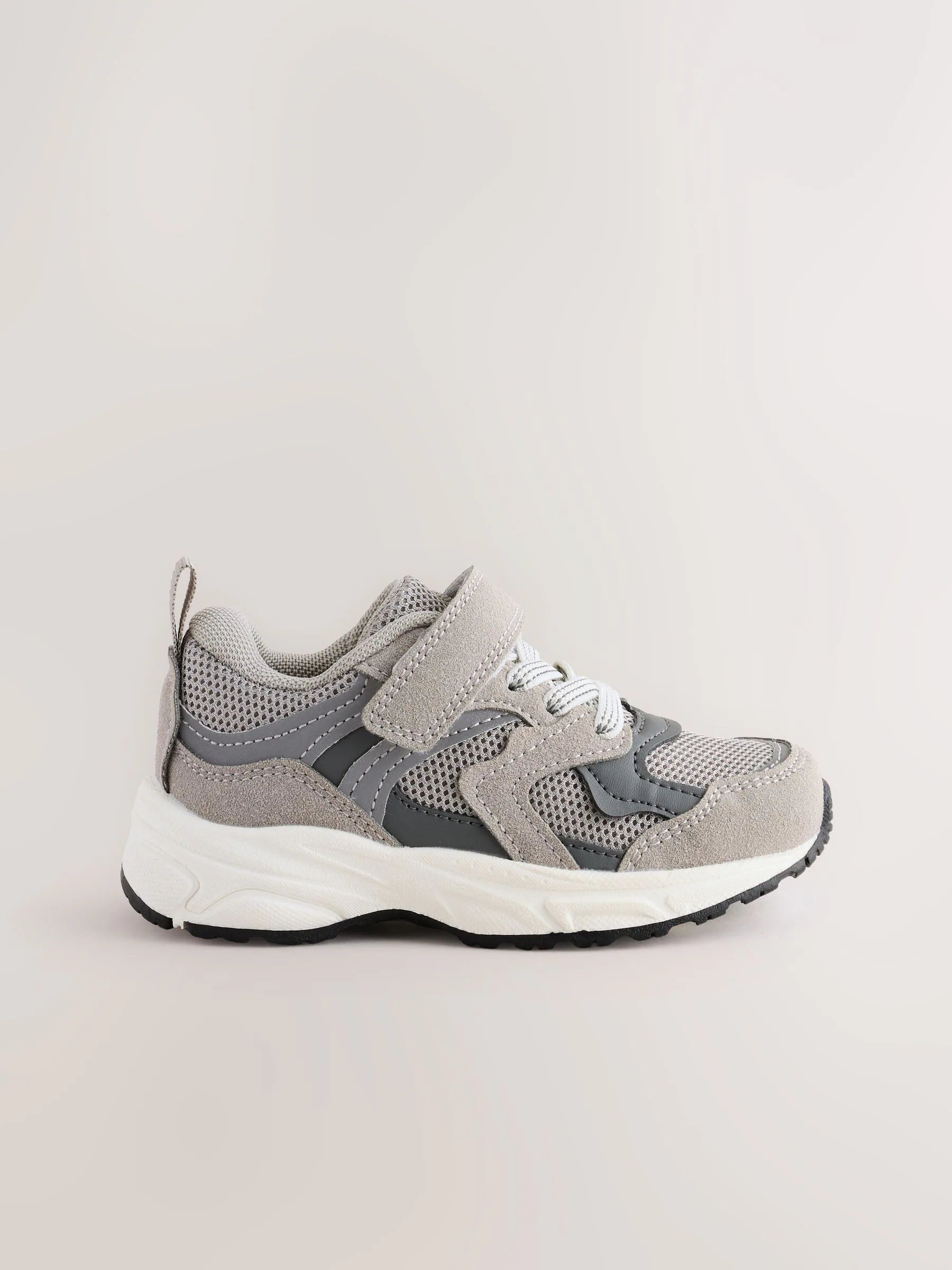 Grijs - Sneakers met klittenbandsluiting en elastische veters