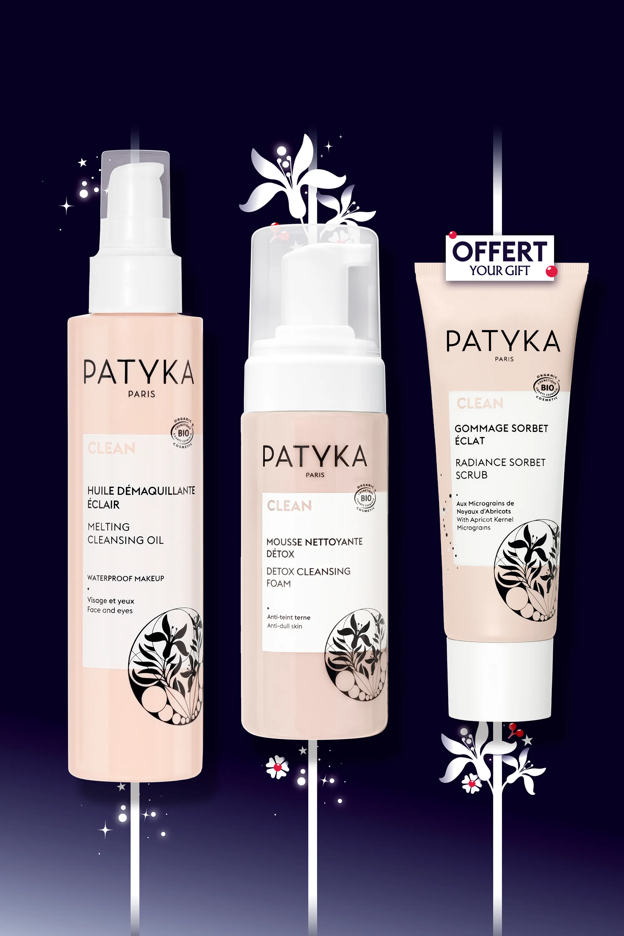 Patyka Coffret trio démaquillant avec gommage visage offert