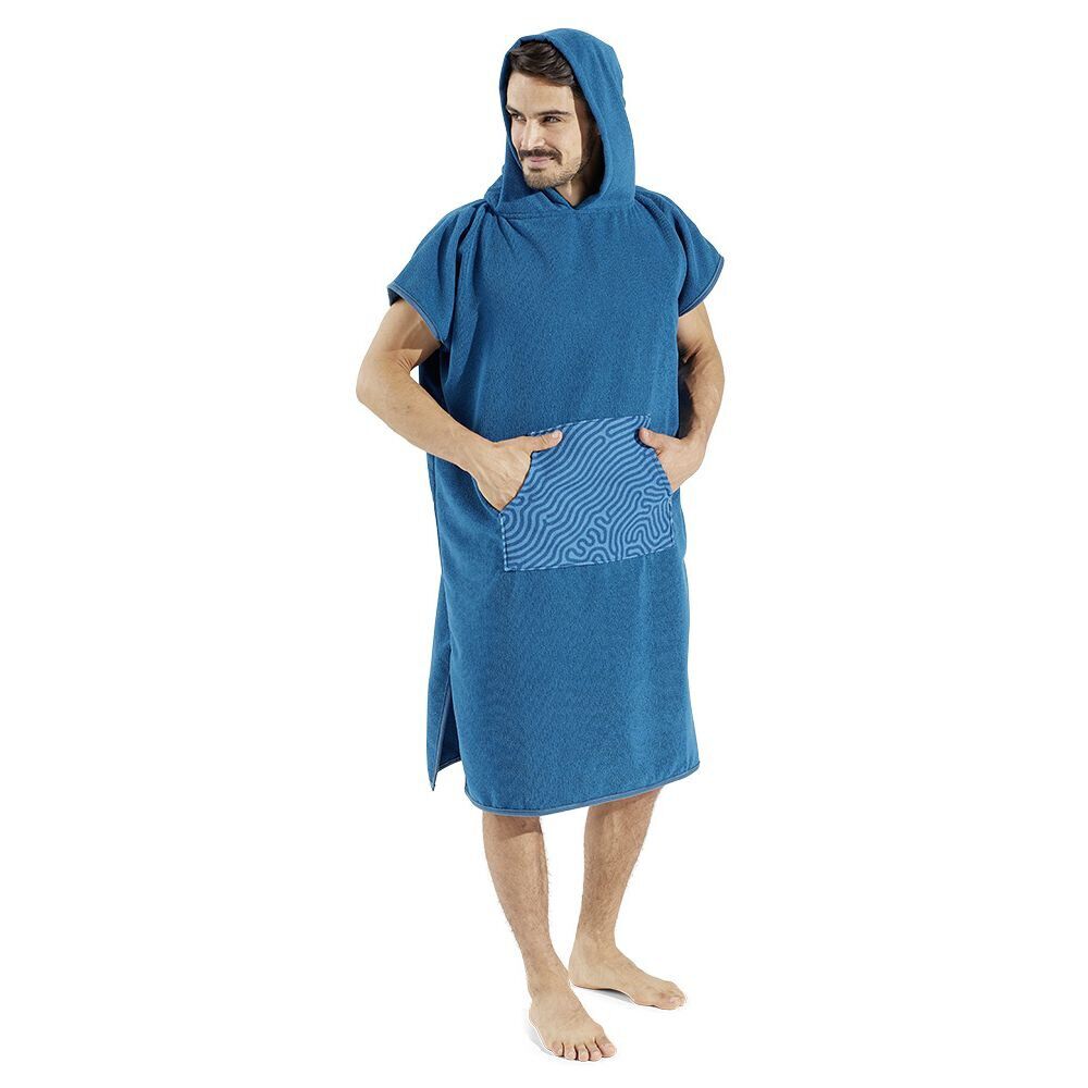Poncho microfibre adulte 110x80cm bleu
