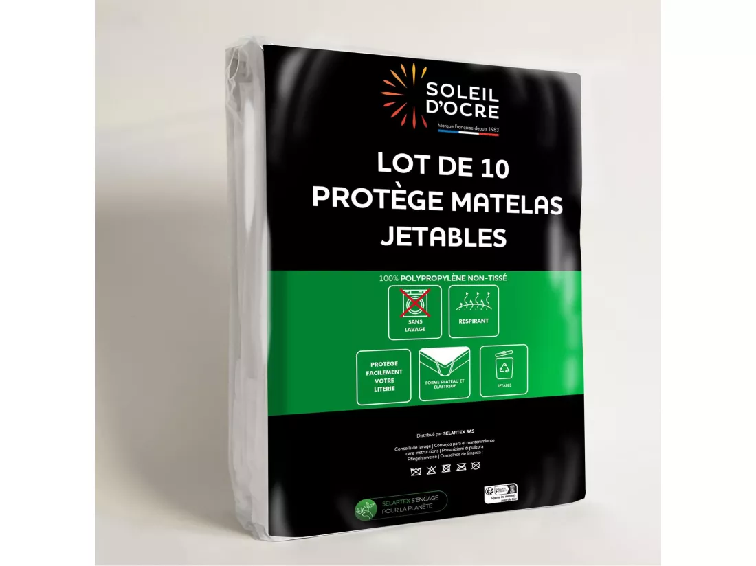 Lot de 10 protèges matelas jetables 80x200 cm, par Soleil d'Ocre