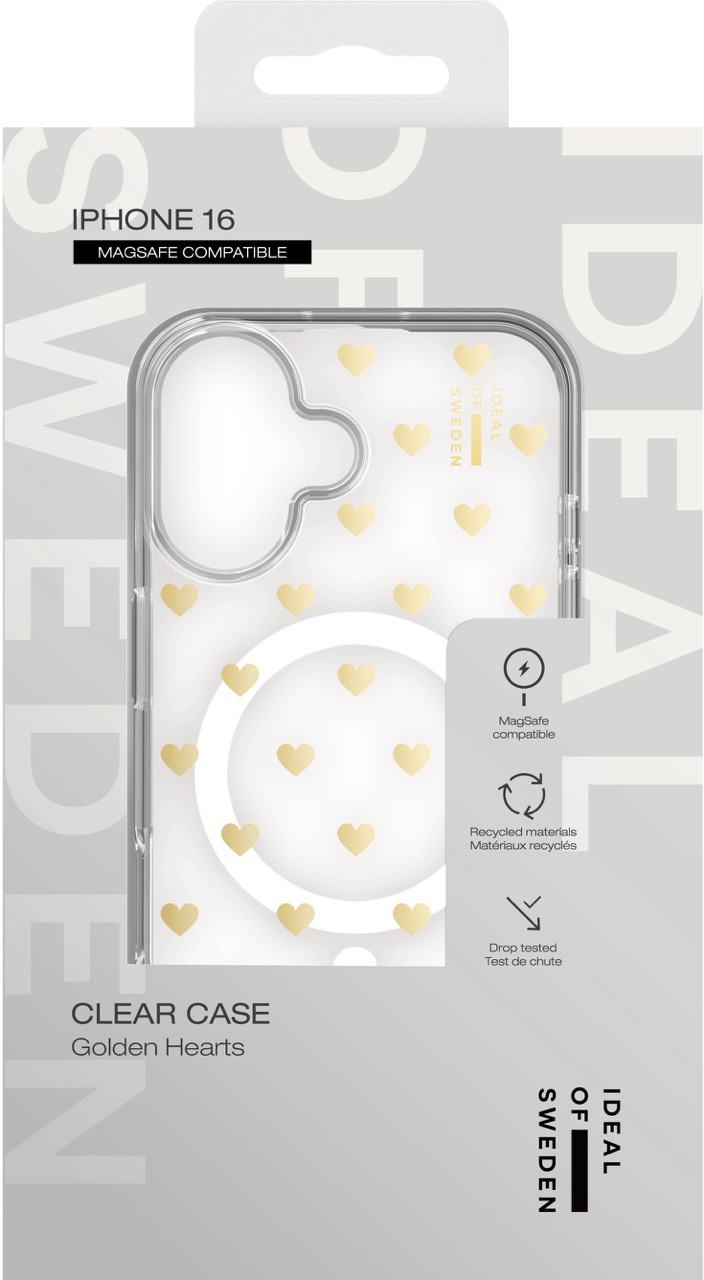 iPhone 16 MagSafe Hardcase Hülle Clear Case Recycled (IDCLCMS-I2461-506) - Golden Hearts