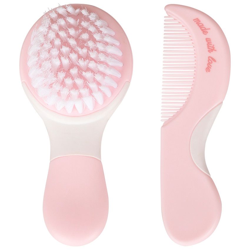Set brosse et peigne Aloha - Rose - Ecru