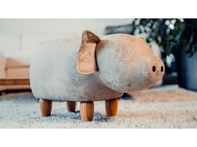 zoosy Kinderhocker Schwein Ernie Grau Hocker in Schweineform