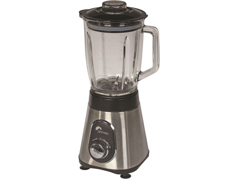 OHMEX Standmixer OHM-BLE-1788MET Schwarz/Silber Mixer mit Edelstahlklingen und rutschfesten Füssen