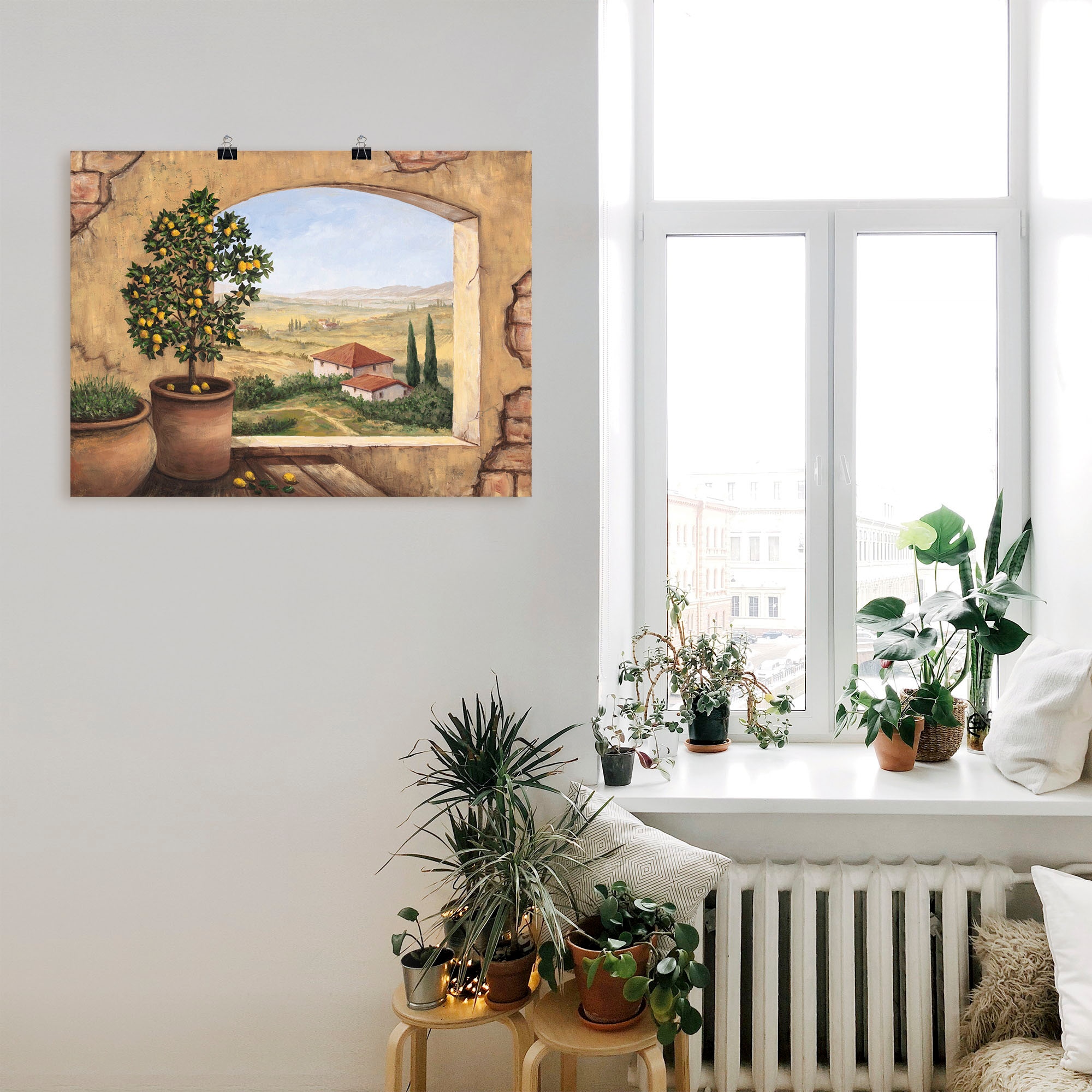 Artland Wandbild »Fenster in der Toskana« Fensterblick 1 Stk. tlg. als Alubild, Outdoorbild, Leinwandbild, Poster, Wandaufkleber