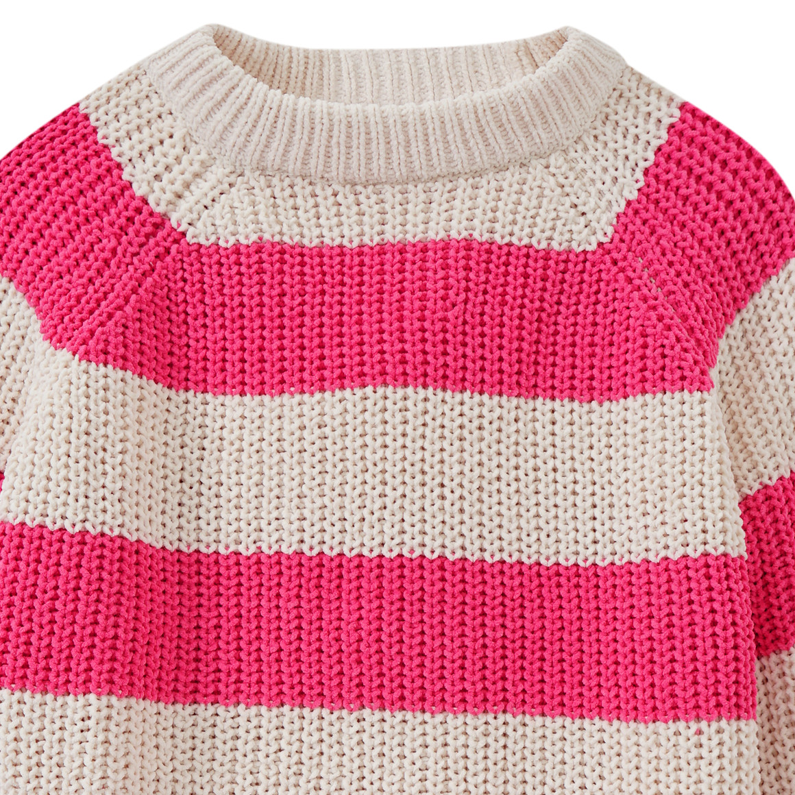 Yigga Mädchen Strickpullover mit Blockstreifen pink / creme
