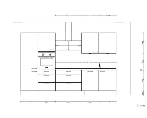NOBILIA keukenblok met apparatuur Urban 330 cm leigrijs hoogglans voorgemonteerde variant links 4004539009714