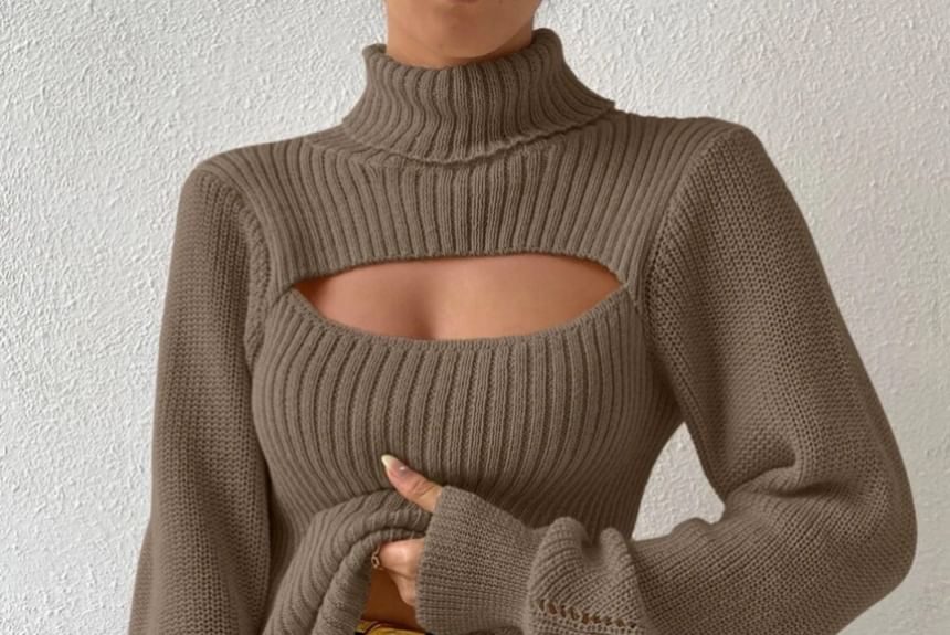 Bolgivy - Turtleneck trui met effen uitsnijding