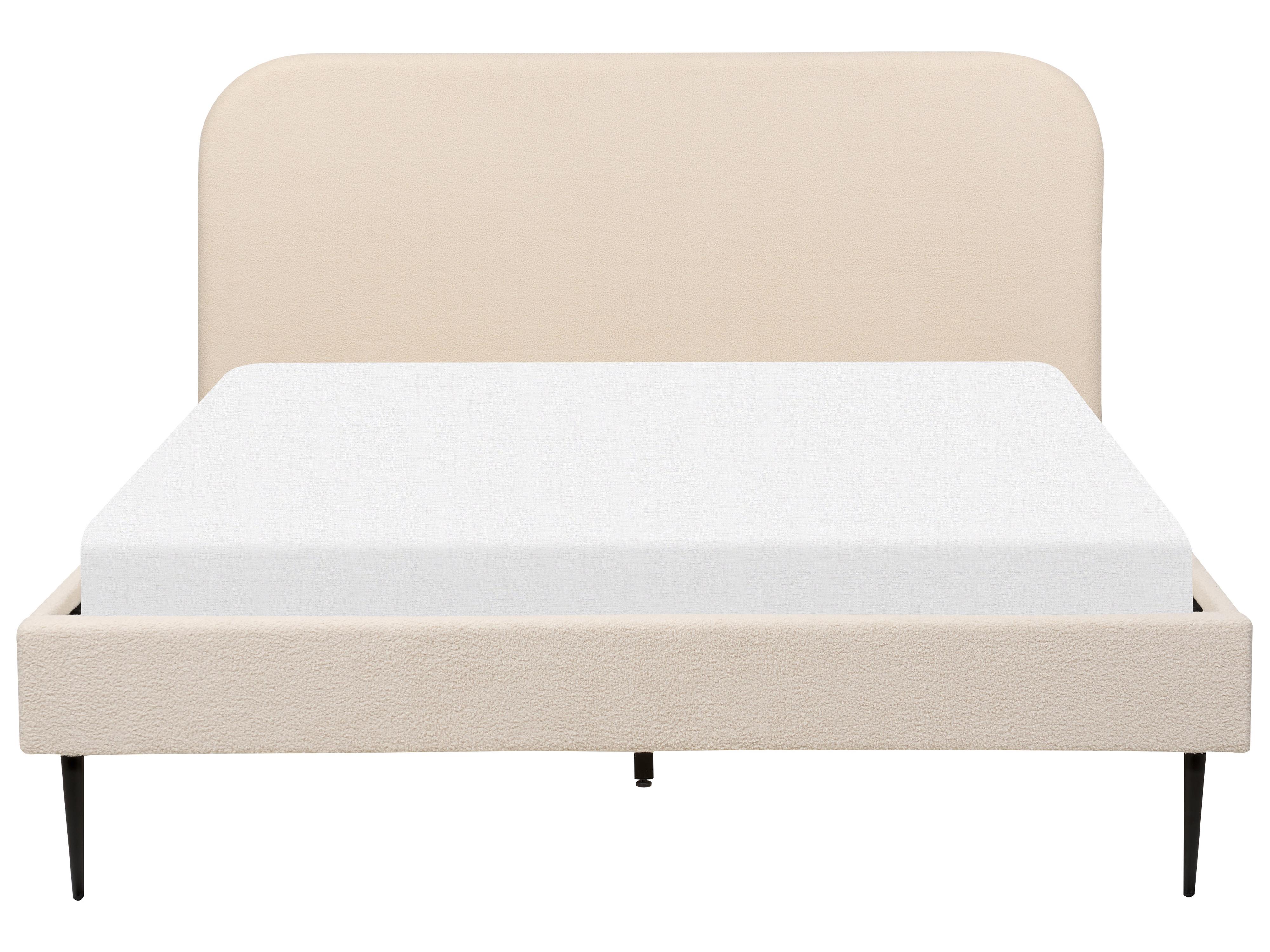 Bed Bouclé FLAYAT 160 x 200 cm Lichtbeige