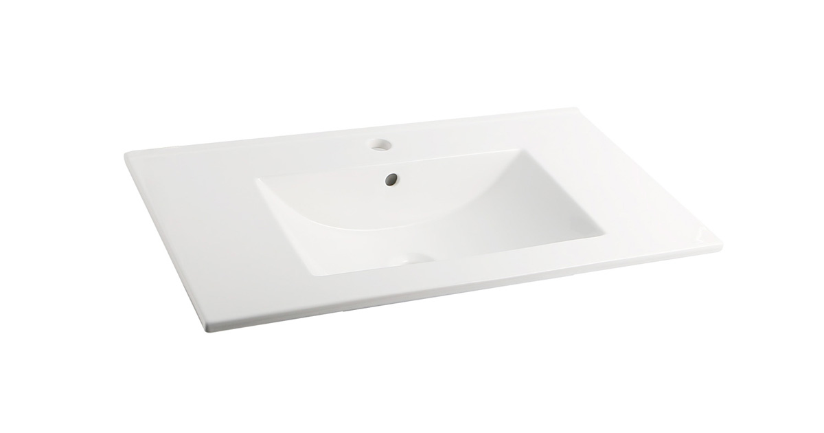 Fontana Lento wit badkamermeubel ribbelfront met witte wastafel 80cm 1 kraangat
