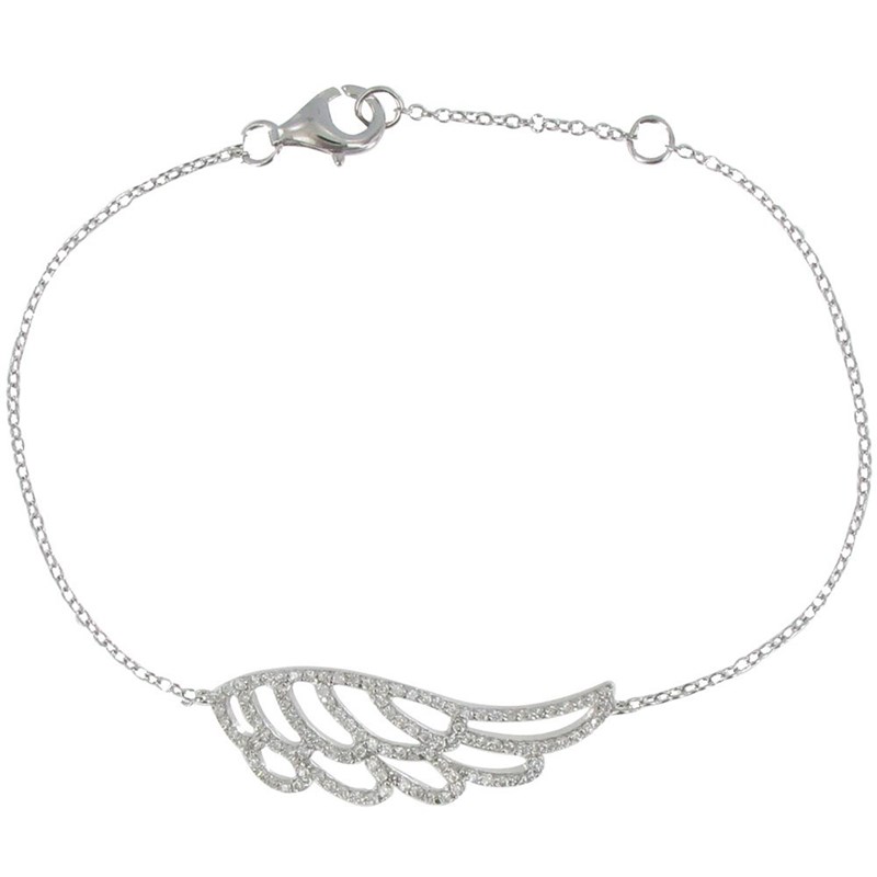 Bracelet Argent Aile d'Ange et Strass