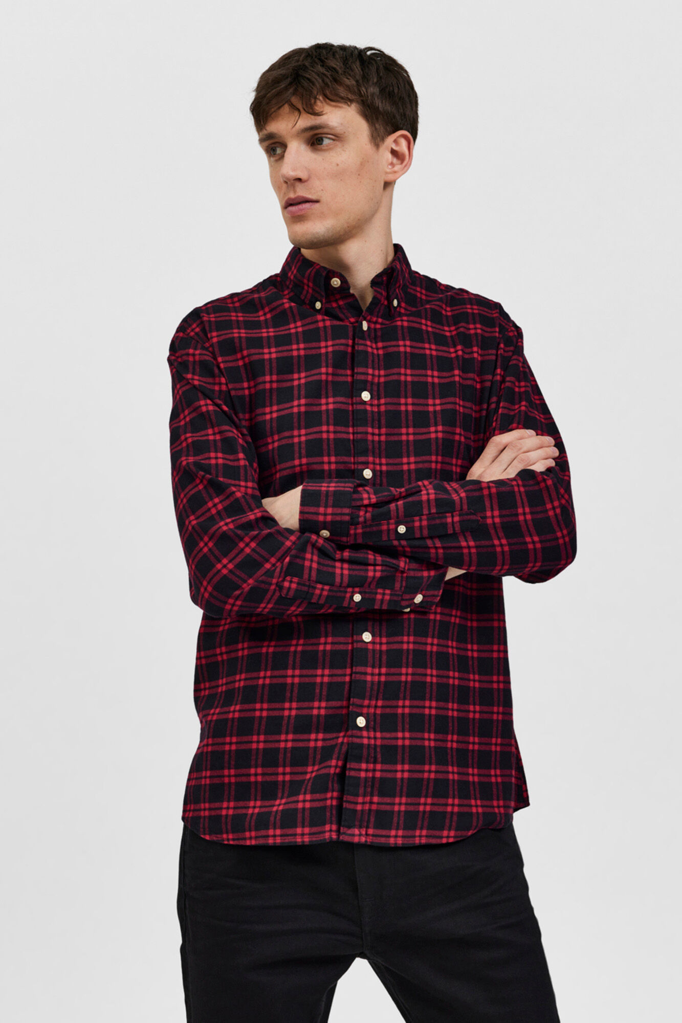 Camisa xadrez slim fit masculina - Vermelha