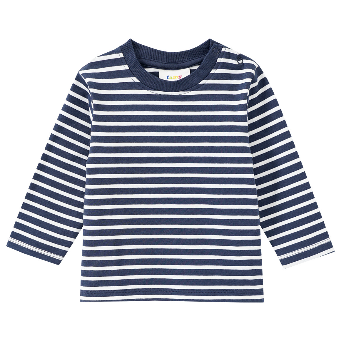 Famy 3 Baby Langarmshirts dunkelblau / weiss