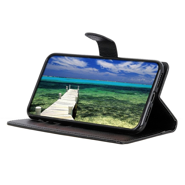 Samsung Galaxy A56 Leder Tasche Flip Cover Litchi Look - Schwarz