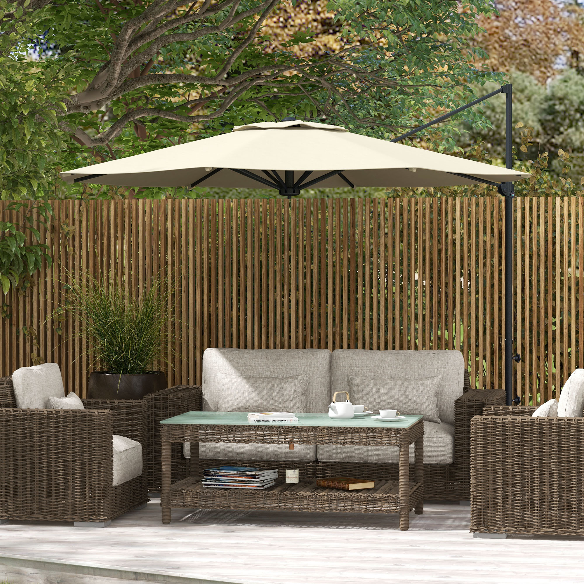 Guarda-sol de jardim Outsunny Cream