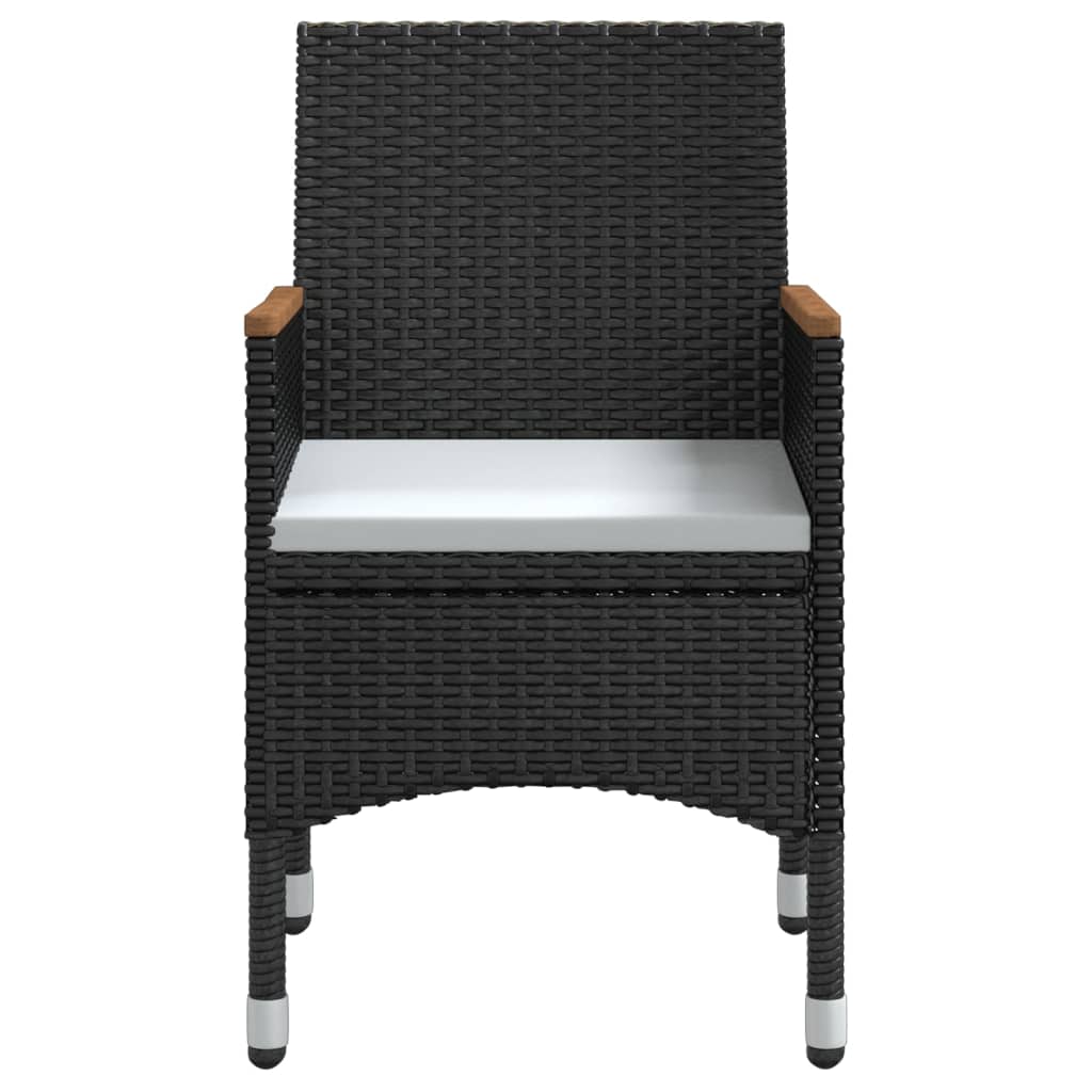 Mobilier de salle à manger de jardin avec coussins 7 pièces noir