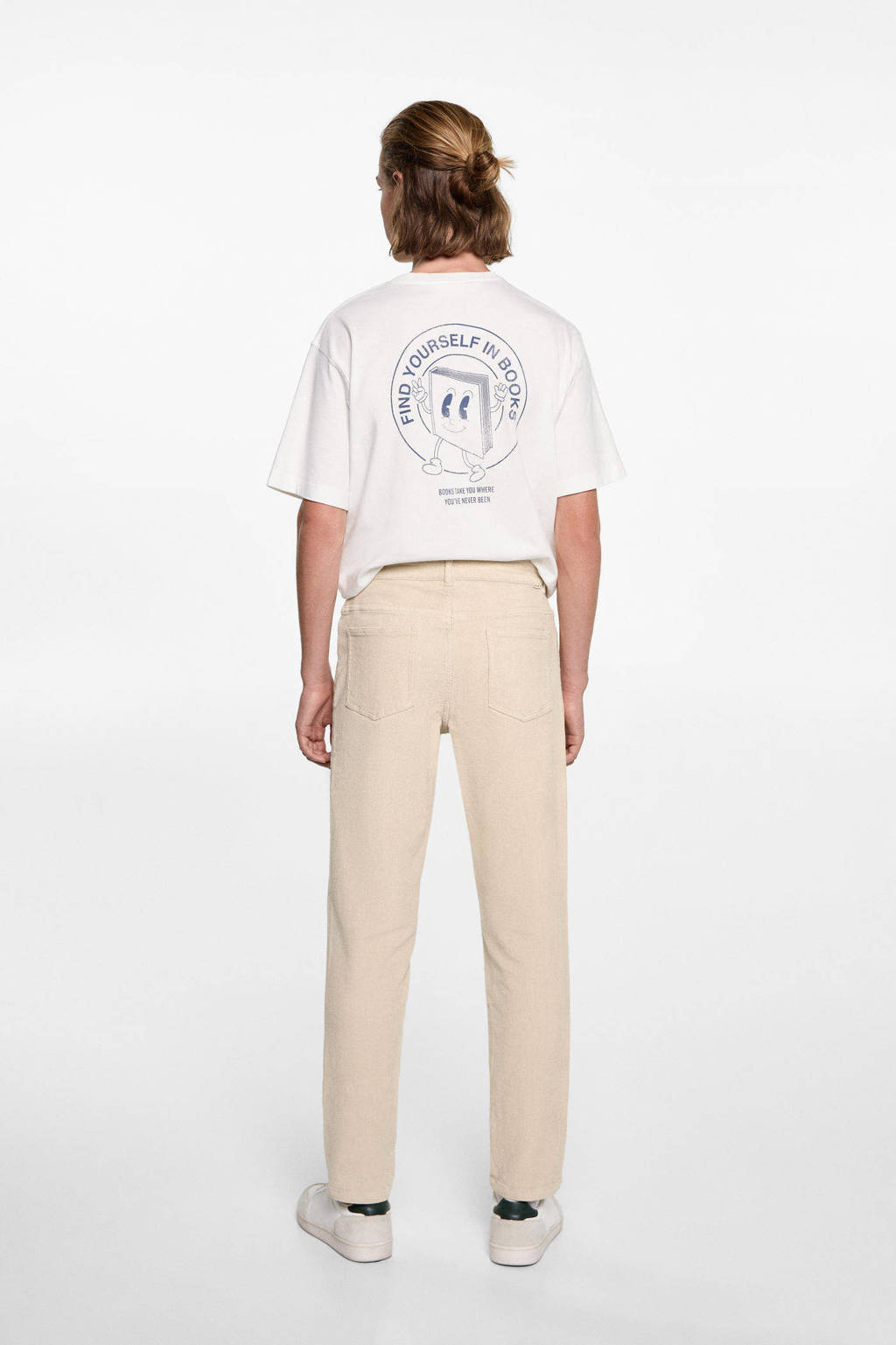 MANGO TEEN corduroy regular fit broek lichtbeige