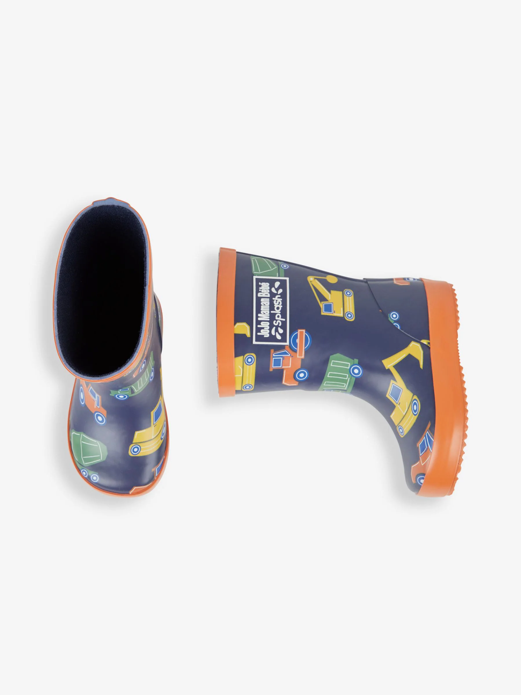 Marineblauw met bouwvoertuigen - JoJo Maman Bébé Plain Wellies