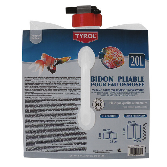 Bidon pour eau osmosee Tyrol : pliable 20L