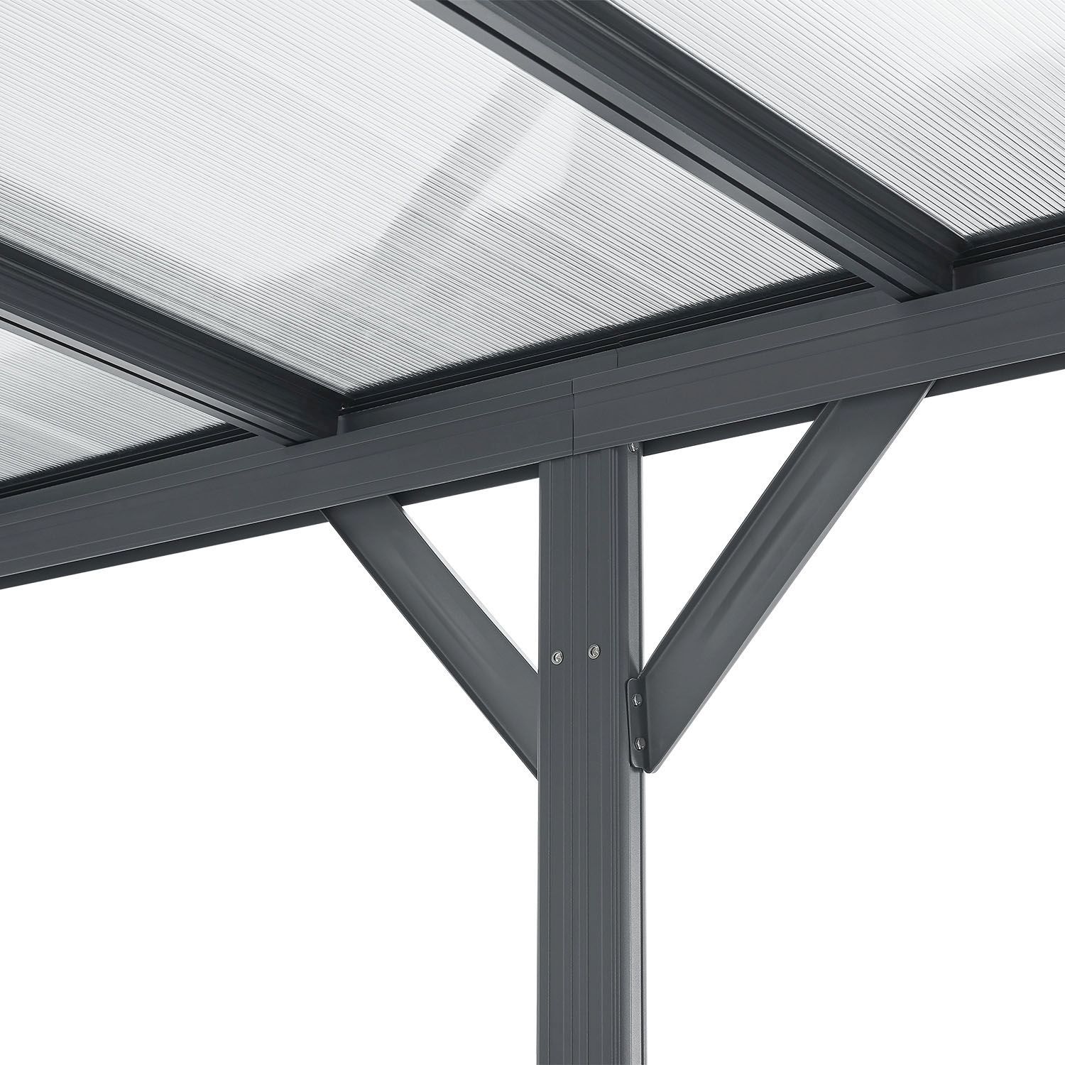 Juskys Carport mit Bogendach 5x3 m – freistehende Überdachung aus Aluminium mit Doppelstegplatten