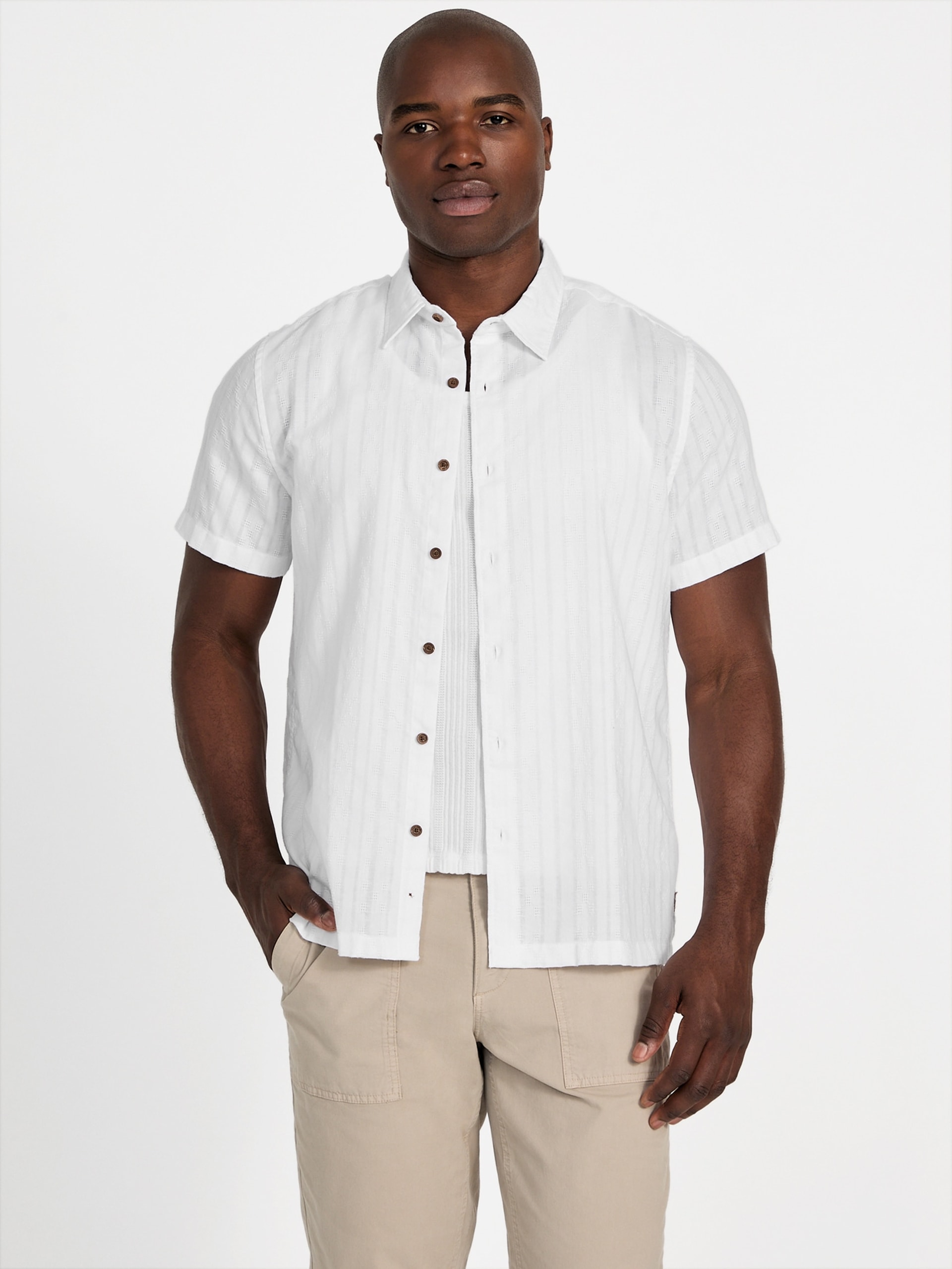 Camisa Wimbley Listrada em Tecido Dobby