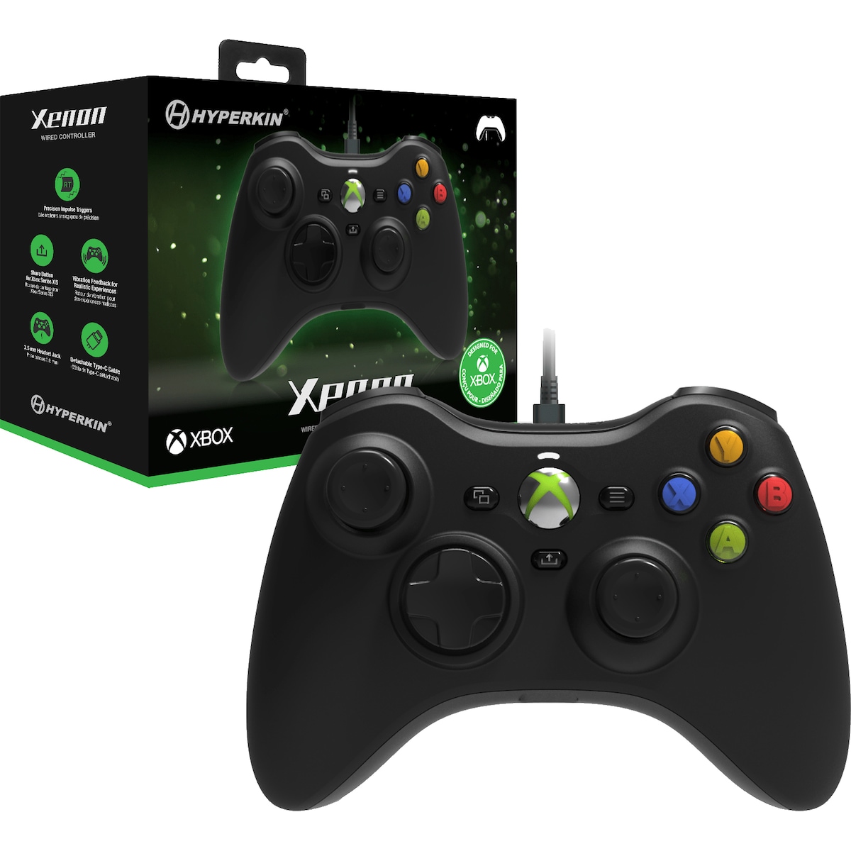 Hyperkin Cirka Xenon Xbox USB-C kablet kontroller (sort)