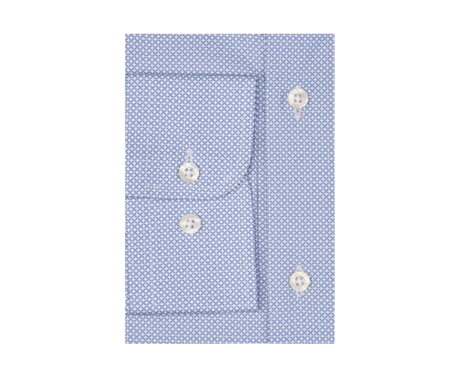 Chemise blanche imprimée motifs bleus - Col français - ARTHUS