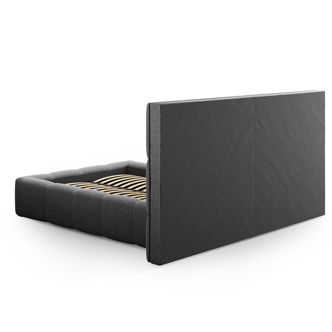 Maison Héritage Lit avec coffre de rangement Isa gris foncé - 230x250x125 cm