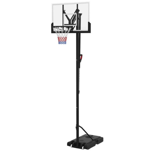 Basketballkurve høydejusterbar 295-365 cm med stativ og hjul, basketballsystem for utendørs, solid stål
