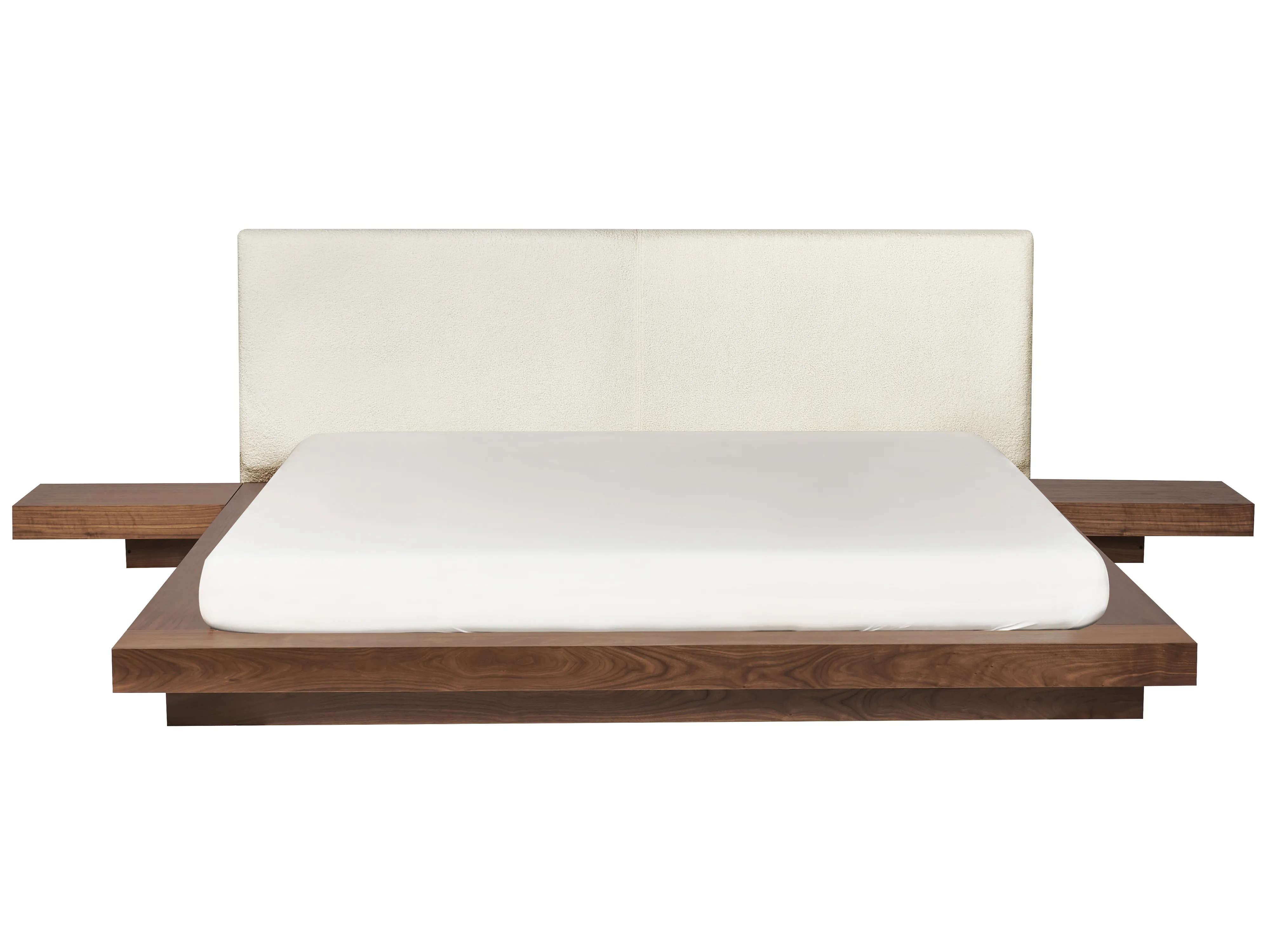 Bed met LED-verlichting Bouclé ZEN 180 x 200 cm LED Bruin essenhout