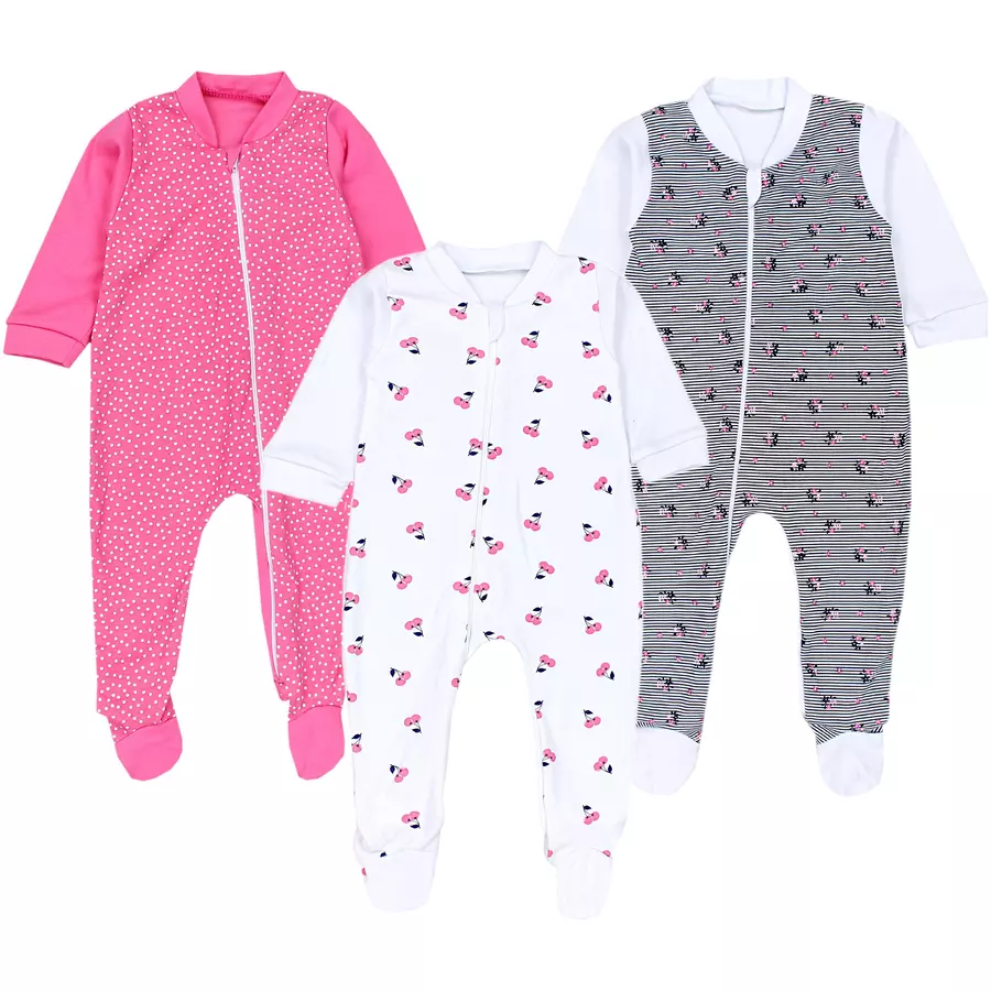 TupTam Baby Unisex Schlafstrampler mit Fuß 3er Pack rosalila