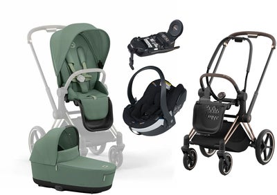 Cybex Priam Duovogn inkl. BeSafe iZi Go Modular X2 & Base, Leaf Green/Rose Gold