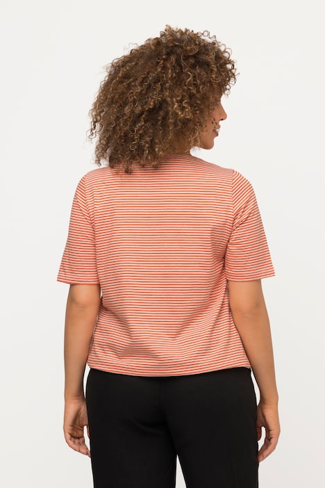 Ringelshirt, Herzausschnitt, Classic, Saumband, Halbarm