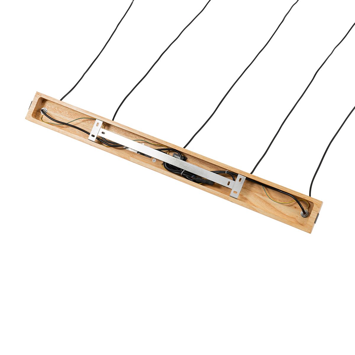 Moderne hanglamp zwart met hout 5-lichts - Jeana