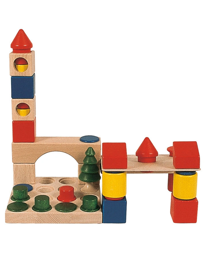 Steckspiel CUBIO GRUNDKASTEN KLEIN 44-teilig aus Holz