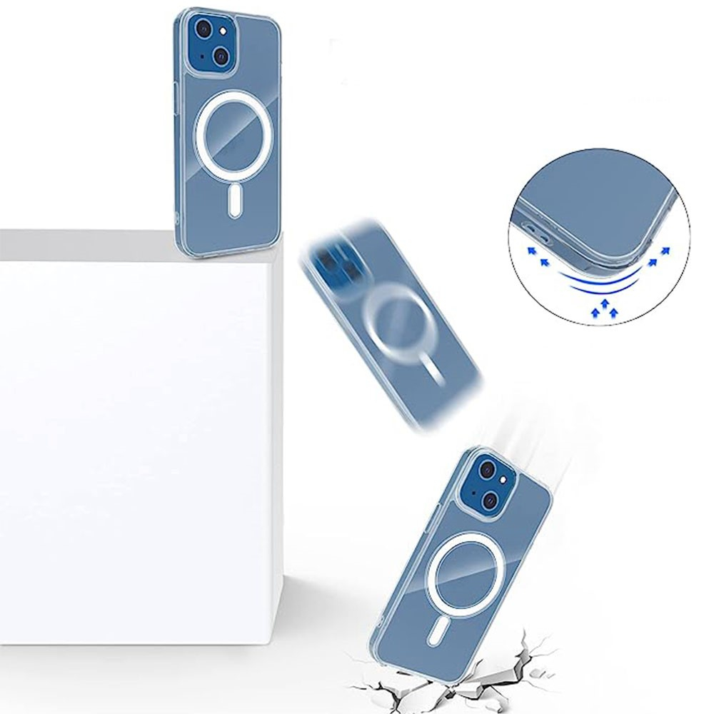 iPhone 15 Plus MagSafe Hybrid Hülle TPU Bumper Acryl Rückseite - Transparent