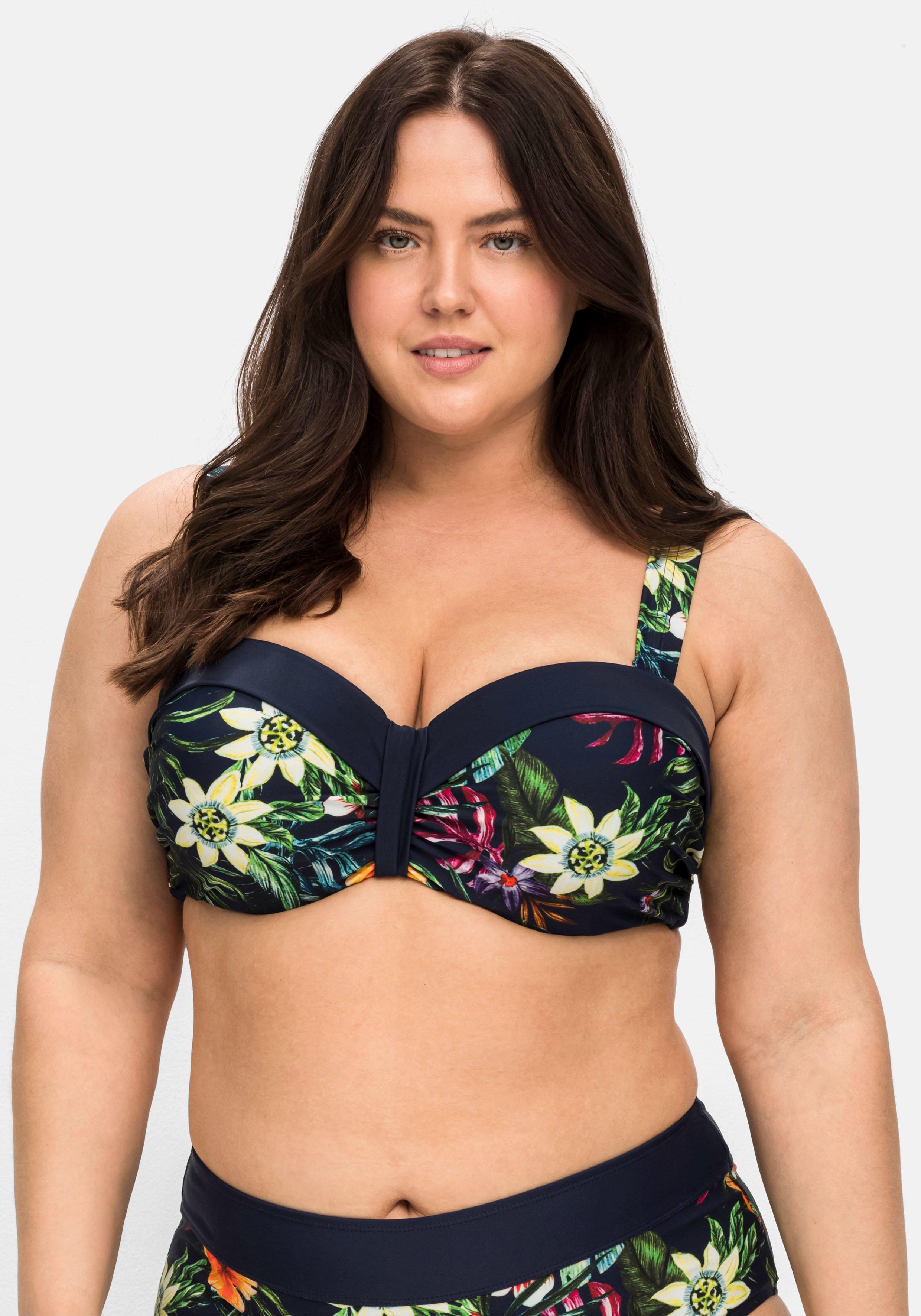 Bikini-Oberteil mit Bügeln und Blumendruck
