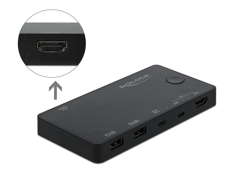 Delock KVM Switch 2 Port HDMI/USB-C 4K/60Hz Delock HDMI / USB-C KVM Switch 4K 60 Hz mit USB 2.0