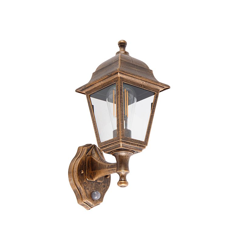 Antieke wandlamp goud IP44 met bewegingsmelder - Capital