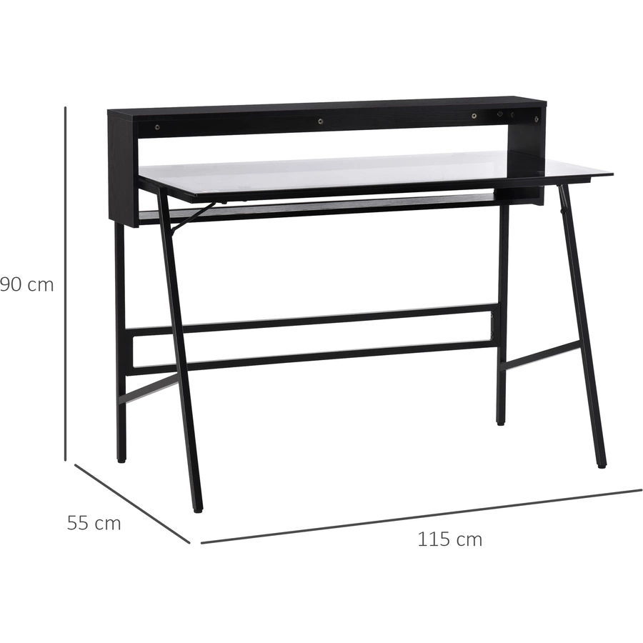 HOMCOM Schreibtisch Minimalistisches Design,  leicht zu pflegen und zu reinigen Schwarz, Grau