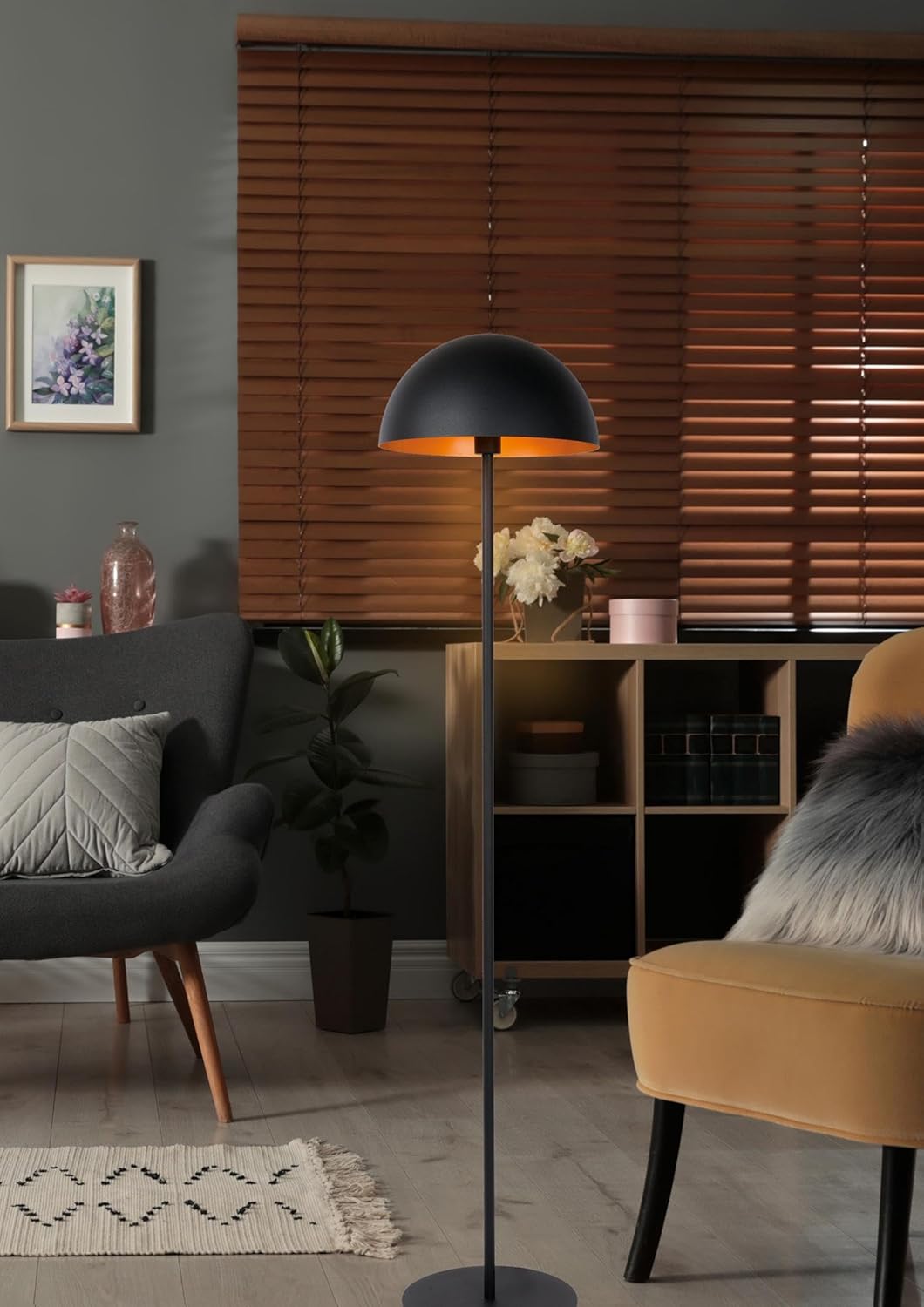 LUCIDE SIEMON - Stehlampe - Ø 35 cm - 1xE27 - Schwarz