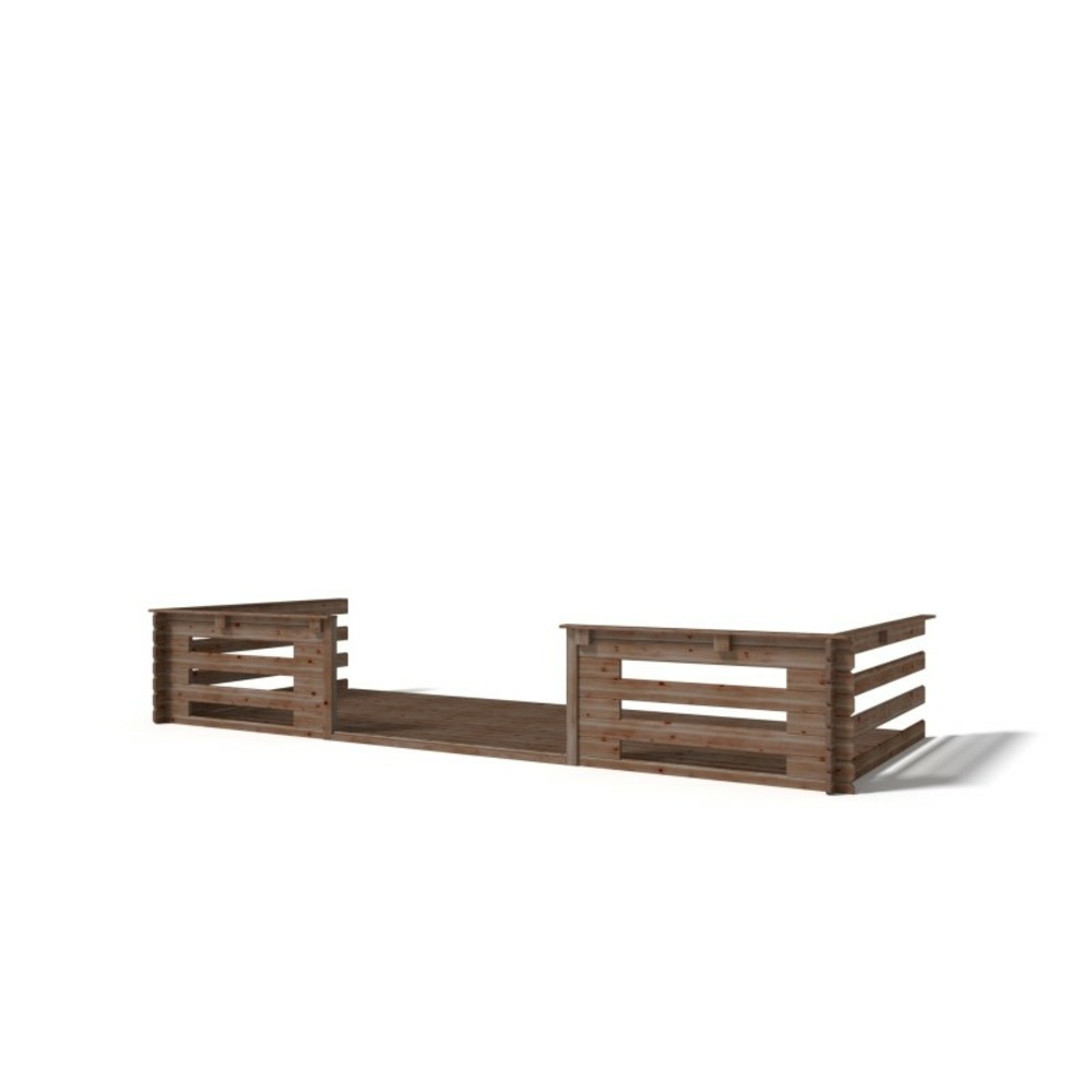 Abri de jardin en bois - 5x4 m - 30 m2 + terrasse avec balustrade et avant-toit en bois - traité