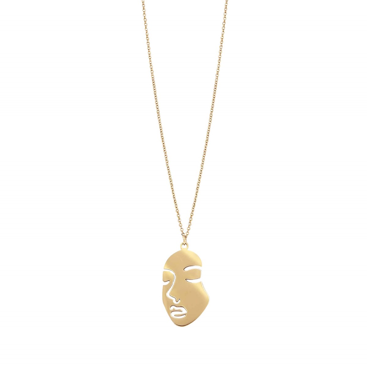 Collier Visage acier doré or
