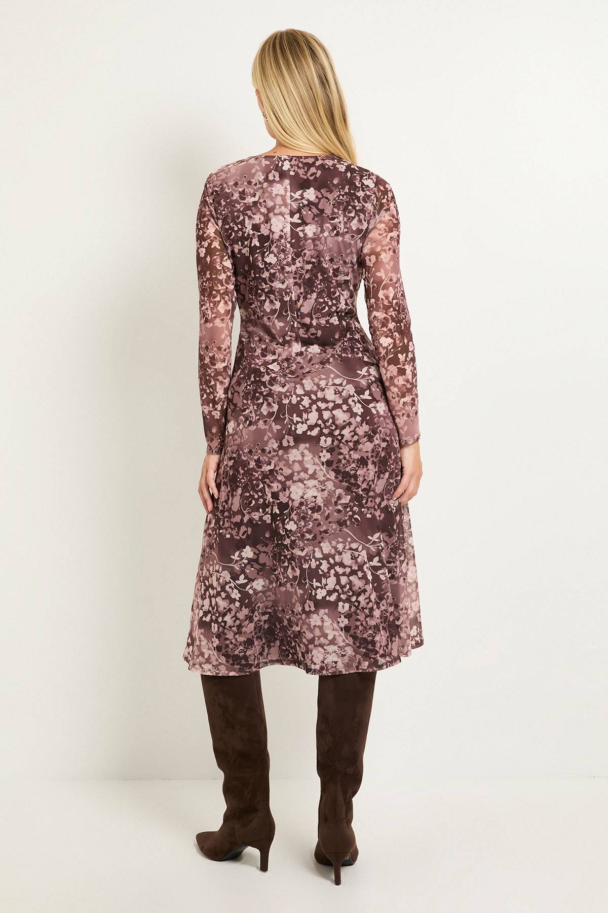 Wallis Robe Midi Froncée En Mesh À Imprimé Animalier Mixte Petite