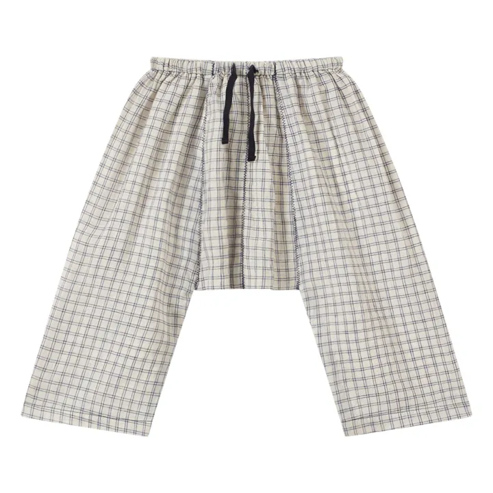 Caramel Pantalon Linum à Carreaux  | Ecru