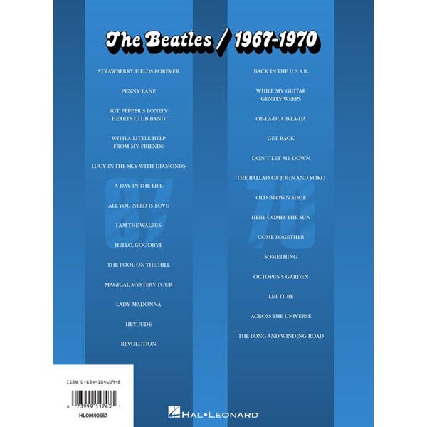 Hal Leonard The Beatles 1967-1970 Bass