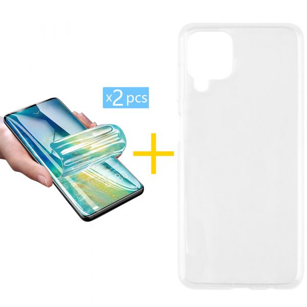 skyhe Pack 2 x Película de Hidrogel   Capa skyhe Samsung Galaxy A12 4G Silicone Liso Transparente Clear - 8434010004918