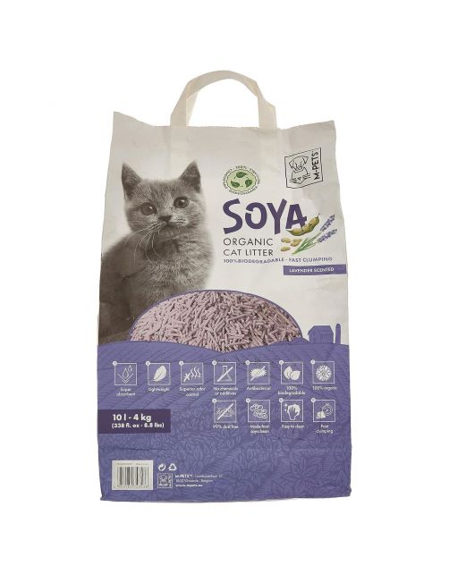 Mpets Soya Organic Cat Litter - Kattenbakvulling - 10 l Lavendel