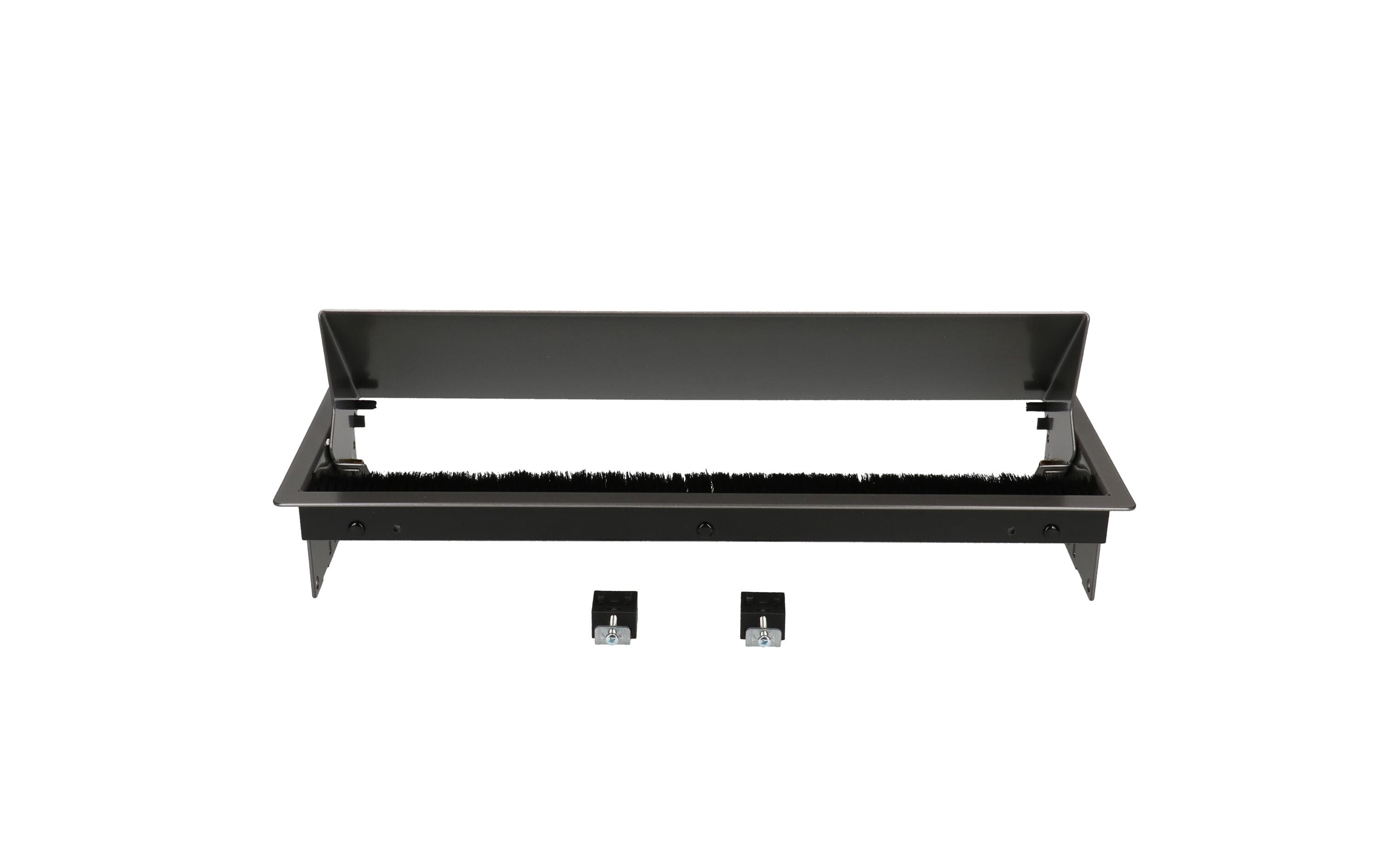 Einbaurahmen CONI lang Anthrazit<br>Steckdosenleiste für CONI, 3x T13 Buchsen, 4x Custom Module, schwarz