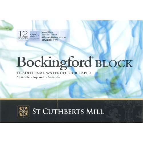 BOCKINGFORD® Aquarellkarton, Watercolour Paper, Aquarellblock, 4-seitig geleimt,